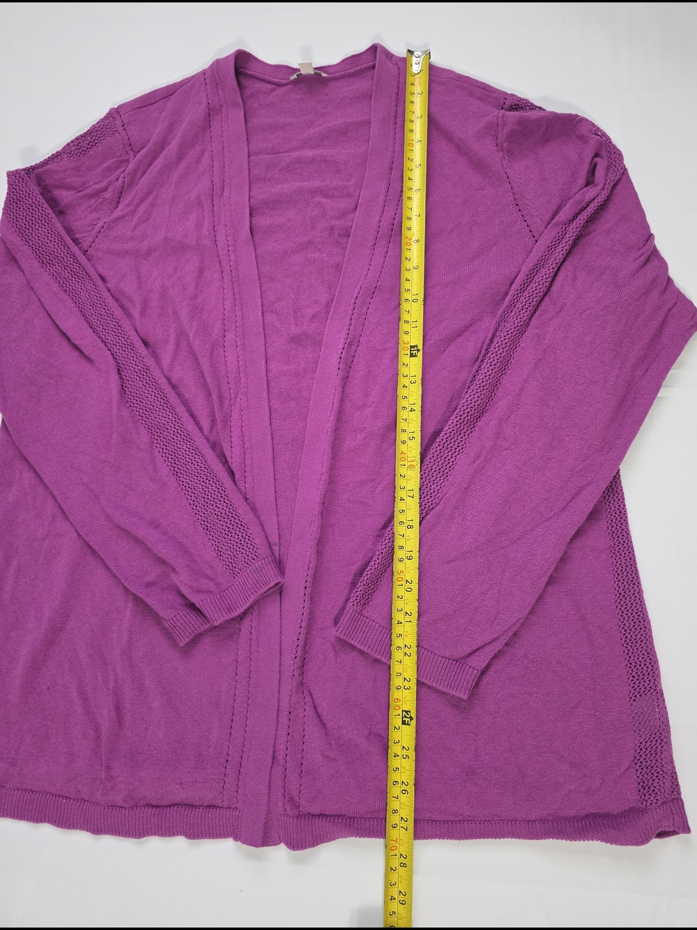 Talbots Women's XL Regular Solid Purple Knit Open Front Long Sleeve Cardigan - Picture 7 of 14